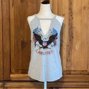 Others Follow “Land of the Free” T Shirt Gray Red White & Blue Sz. MD